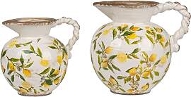 2er Set Dekovasen Krug VINTAGE LEMON Zitronen 19 + 