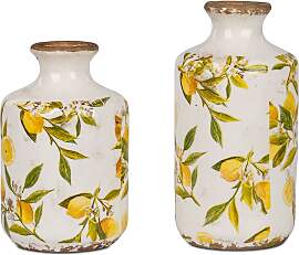 2er Set Dekovasen VINTAGE LEMON Zitronen 18 + 21cm 