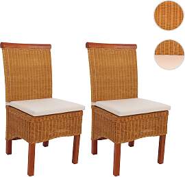 2er-Set Esszimmerstuhl Korbstuhl Stuhl M42, Rattan 