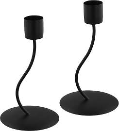 2er Set Kerzenständer, Schwarze Kerzenhalter für 