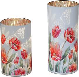 2er Set LED Tischlampe FRÜHLINGSZEIT Tulpen