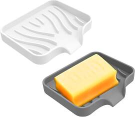 2er-Set Silikon Seifenschalen mit Ablauf – Für