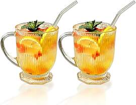 2er Set Trinkgläser, Kaffeegläser, Glas Tassen,