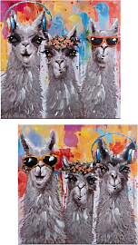 2er Set Wandbilder ALPAKAS COLORS auf Leinwand