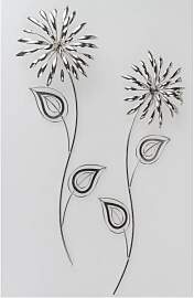 2er Set Wanddeko, Wandbild BLUMEN H. 60cm silber
