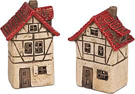 2er Set Windlichter Häuser Fachwerkhaus H 14cm