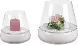 2er Set Windlichter WHITE konisch rund H. 19 +