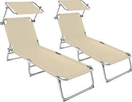 2 Gartenliegen 4-stufig - beige