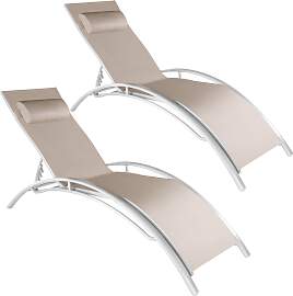 2 Gartenliegen aus Aluminium, 5-stufig - beige