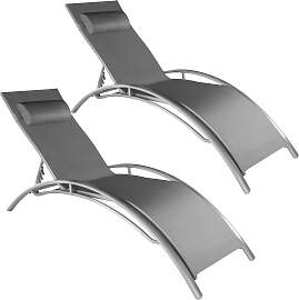 2 Gartenliegen aus Aluminium, 5-stufig - grau