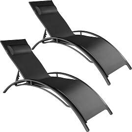 2 Gartenliegen aus Aluminium, 5-stufig - schwarz