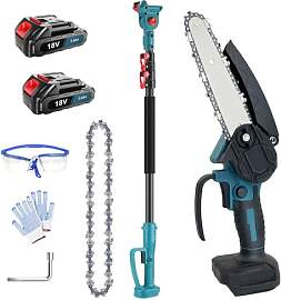 2-in-1 Mini Kettensäge 6 Zoll,mit 2 x 3.0Ah Akku, 