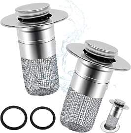 2-in-1 Waschbeckenstöpsel mit Abflusssieb (2 STK, 