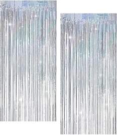 2 Lametta Vorhang Silber Glitzer, Deko Hochzeit