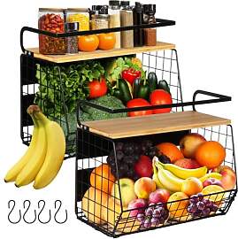 2 Magnetische Obstkorb Hängend & Gewürzregal 
