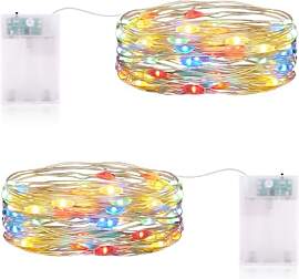 2M LED Lichterkette Bunt mit Timer - Kupferdraht