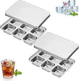 2PCS Eiswürfelform Edelstahl, Eiswürfelbehälter 