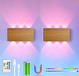 2pcs Farbe RGB Akku Wandlampe, mit Touch Control