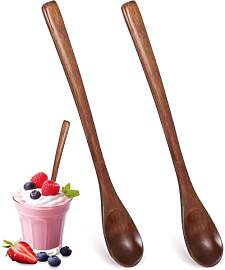 2PCS Großer Holzlöffel für Honig und Kaffee,