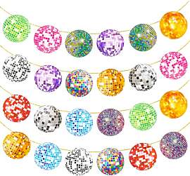 2 Set Disco Deko Girlande Bunte,Glitzer Discokugel 