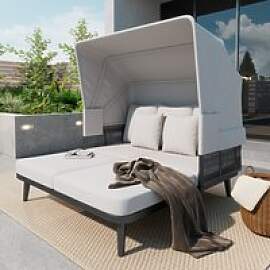 2-Sitzer Sonnenliege Strandkorb mit einziehbarer