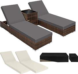 2 Sonnenliegen Rattan mit Aluminiumgestell und