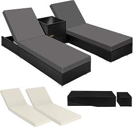 2 Sonnenliegen Rattan mit Aluminiumgestell und