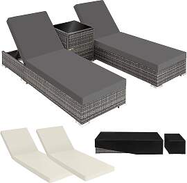 2 Sonnenliegen Rattan mit Aluminiumgestell und
