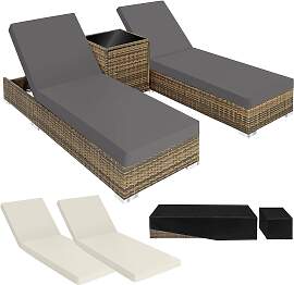 2 Sonnenliegen Rattan mit Aluminiumgestell und