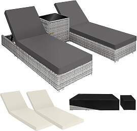 2 Sonnenliegen Rattan mit Aluminiumgestell und