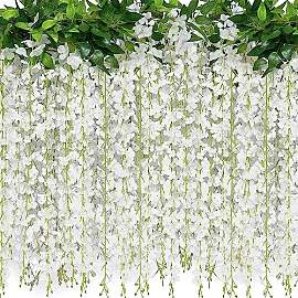 2 Stück 20 Zweige Glyzinie hängende Blumen 1,8 m 