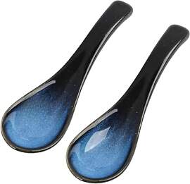 2 Stück Asiatische Suppenlöffel Set, Keramik,