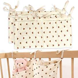 2 Stück Babybett Organizer Hängend, Baumwolle