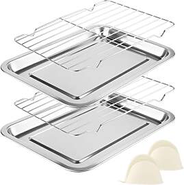 2 Stück Backblech mit Abkühlgitter Set,