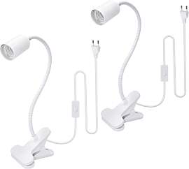 2 Stück E27 Klemmleuchte mit Schalter, Klemmlampe 