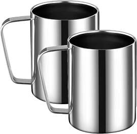 2 Stück Edelstahl Tasse, 500 Ml Kaffeetasse