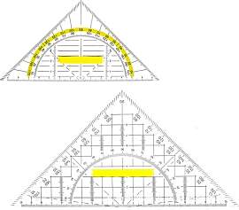 2 Stück Geo-Dreiecke Set mit Griff, 22 cm und 16