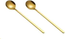 2 Stück Gold Kaffeelöffel, 17,5 cm