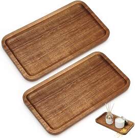 2 Stück Holzbrett Deko Tablett Klein: Holztablett 