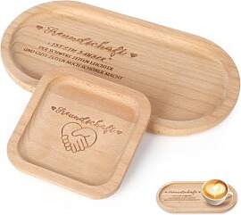 2 Stück Holztablett Klein,1,5 cm Holz Deko