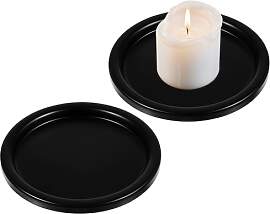 2 Stück Kerzenhalter Schwarz, Kerzenteller