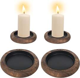 2 Stück Kerzenständer Holz Kerzenuntersetzer,