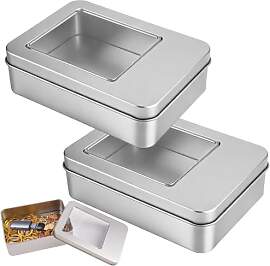 2 Stück Kleine Metalldosen mit Deckel, 12,5x9x3.5 