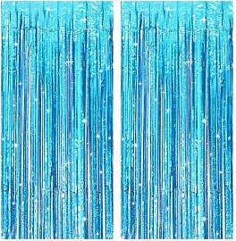 2 Stück Lametta Vorhang Blau,Glitzer Vorhang
