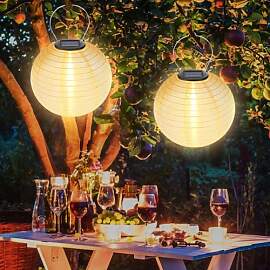 2 Stück Lampions Solar Außen: 30cm Lanterns