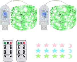 2 Stück LED Lichterkette, 200LED 20M / 67Ft 8