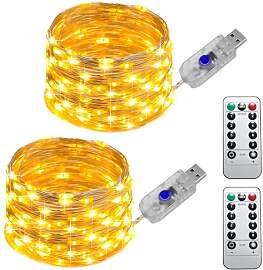 2 Stück LED Lichterkette USB 12M, USB-Anschluss