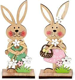 2 Stück Osterdeko Holz, Ostern Deko, Tischdeko