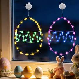 2 Stück Osterdeko LED Fenster Licht, Ostereier