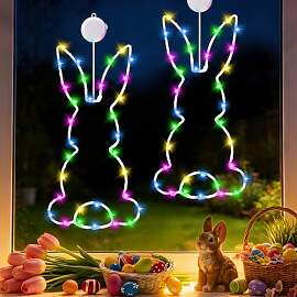 2 Stück Osterdeko Led Fenster Licht, Ostern Deko